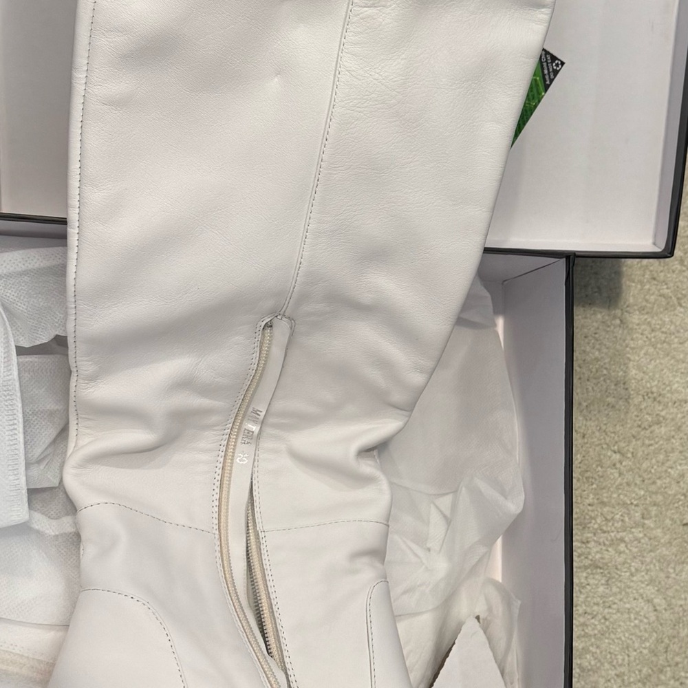 White Leather Knee-High Boots